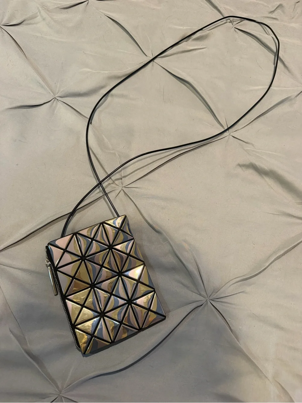 Issey Miyake Iridescent Geometric Mini Crossbody - Black with Rainbow Sheen